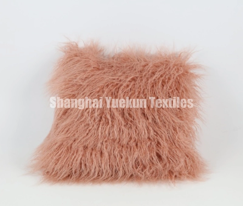 Plain Color Curly Long Pile Pillow Wholesale Mongolian Fur Pillows