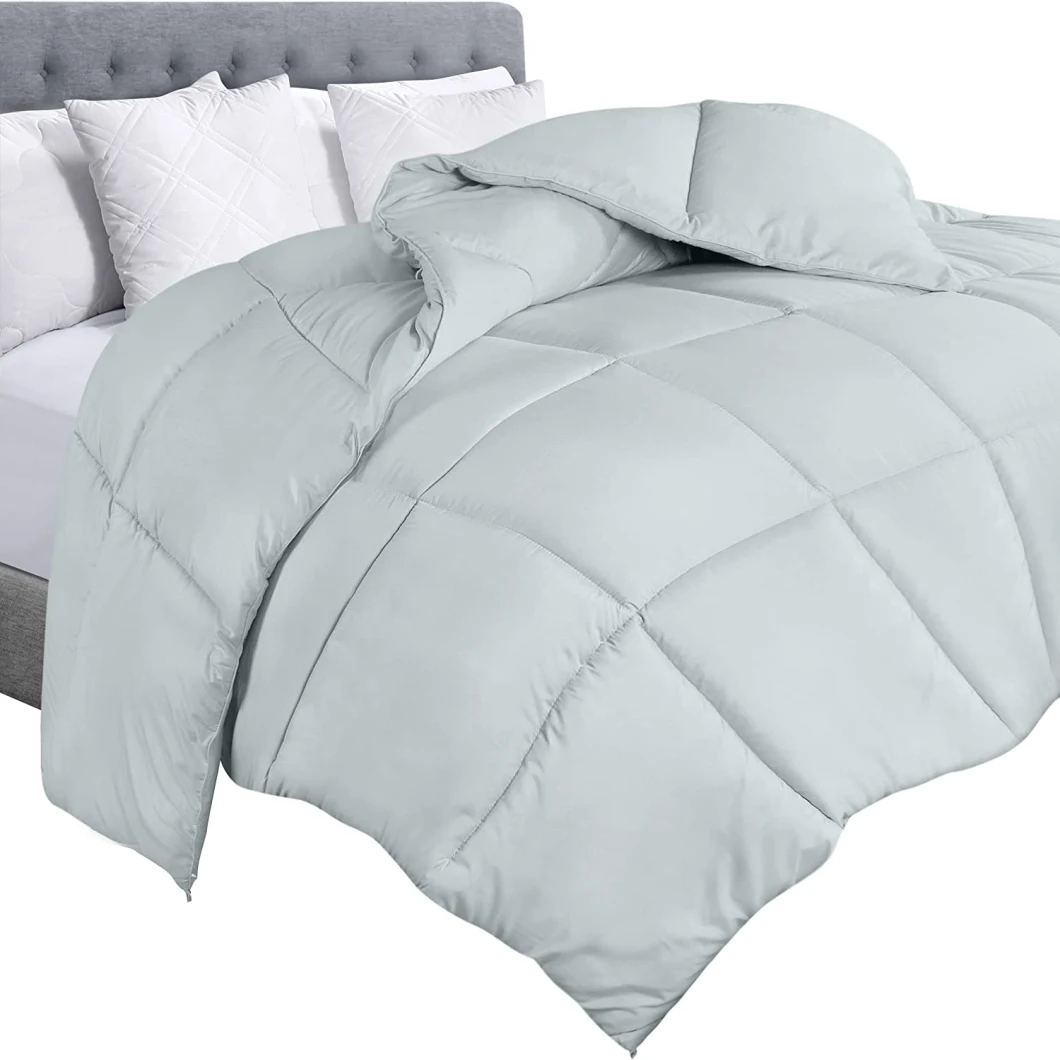 Bedding Comforter Duvet Insert - Quilted Comforter with Corner Tabs - Box Stitched Down Alternative Comforter (Twin XL, Light Grey)