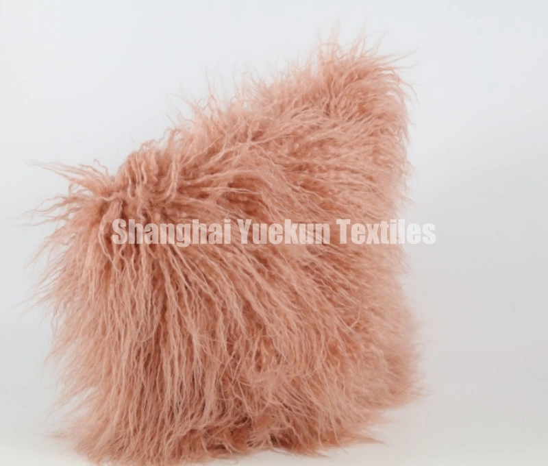 Plain Color Curly Long Pile Pillow Wholesale Mongolian Fur Pillows