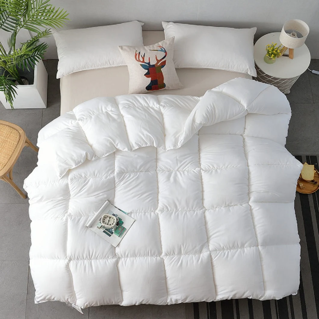 Factory Price White Down Alternative Custom Design Bedding Quilt Wholesale King Size Polyester Microfiber Box Quilted Summer Comforter